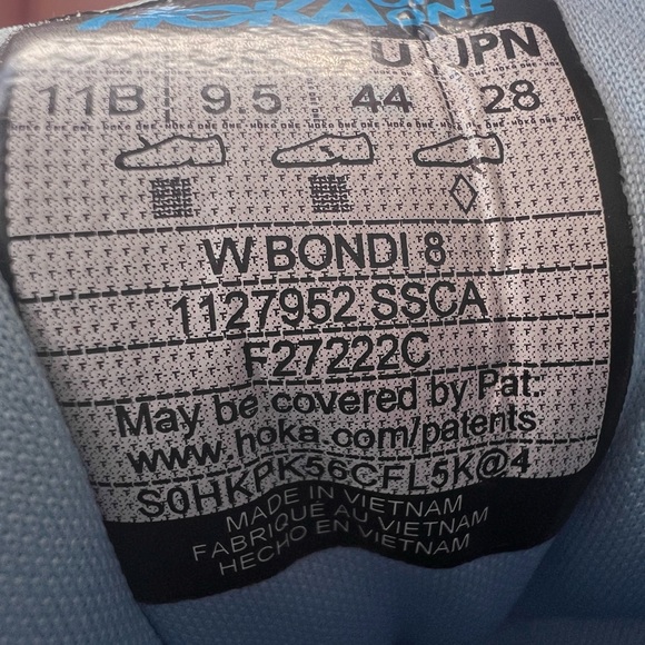 Hoka One One Womens Bondi 8 1127952 SSCA Blue Running Shoes Sneakers Sz 11 B - Picture 16 of 16